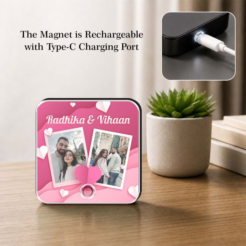 Birthday Gift for Girlfriend Boyfriend Customizable Photo Frame Musical Fridge Magnet for Couples | MP3 Audio & Song Playback Anniversary, Valentine's Day, and Weddings Gift